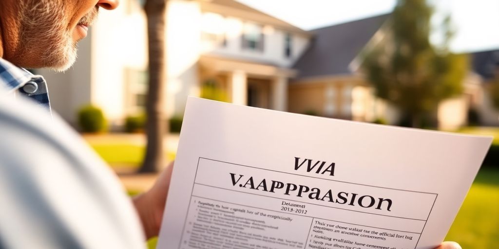 VA home appraisal document with a house.