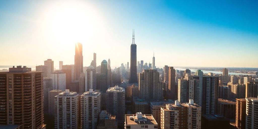 Chicago skyline with residential buildings.