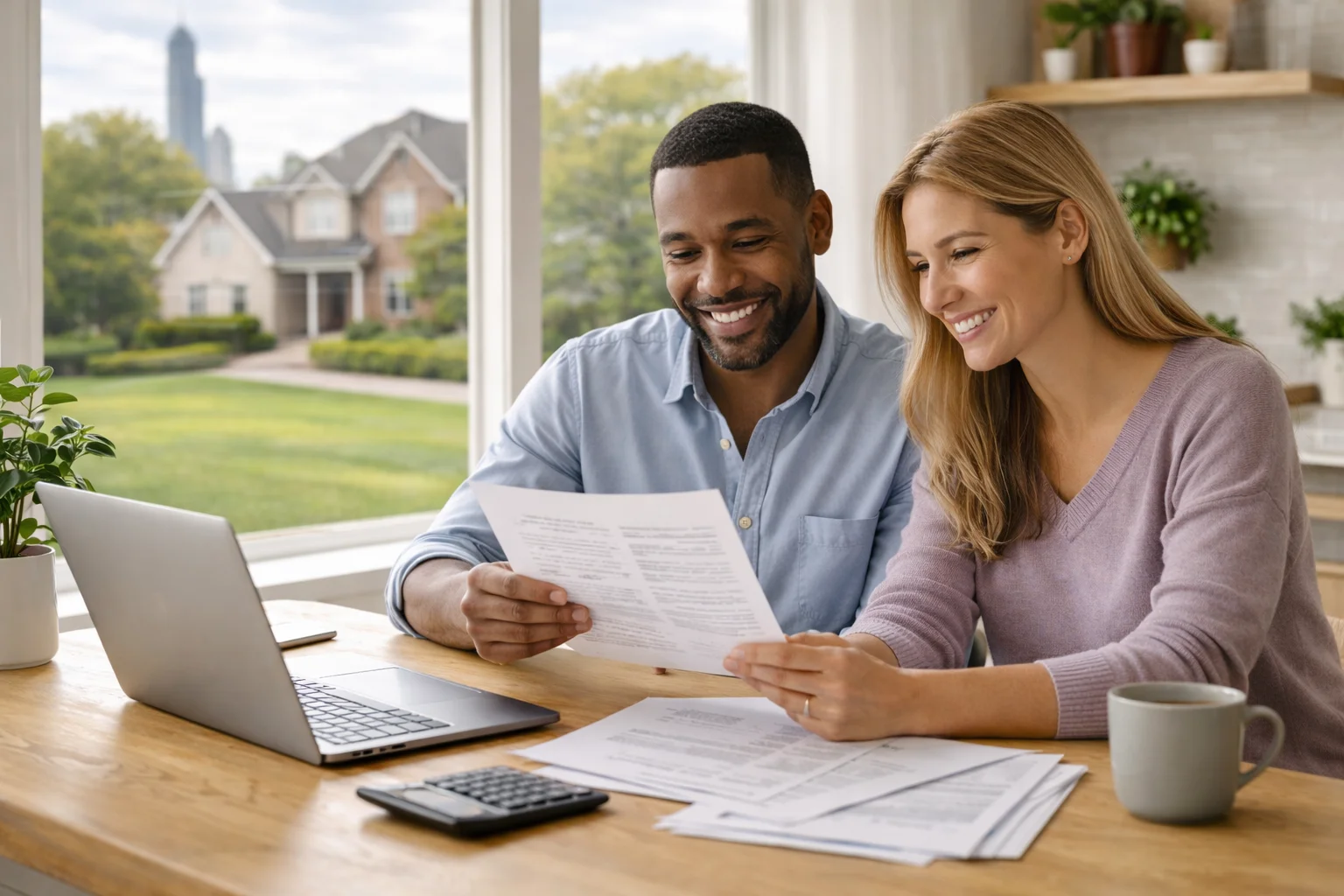 Couple refinancing their Illinois home to lower their mortgage rate and take cash out from home equity.