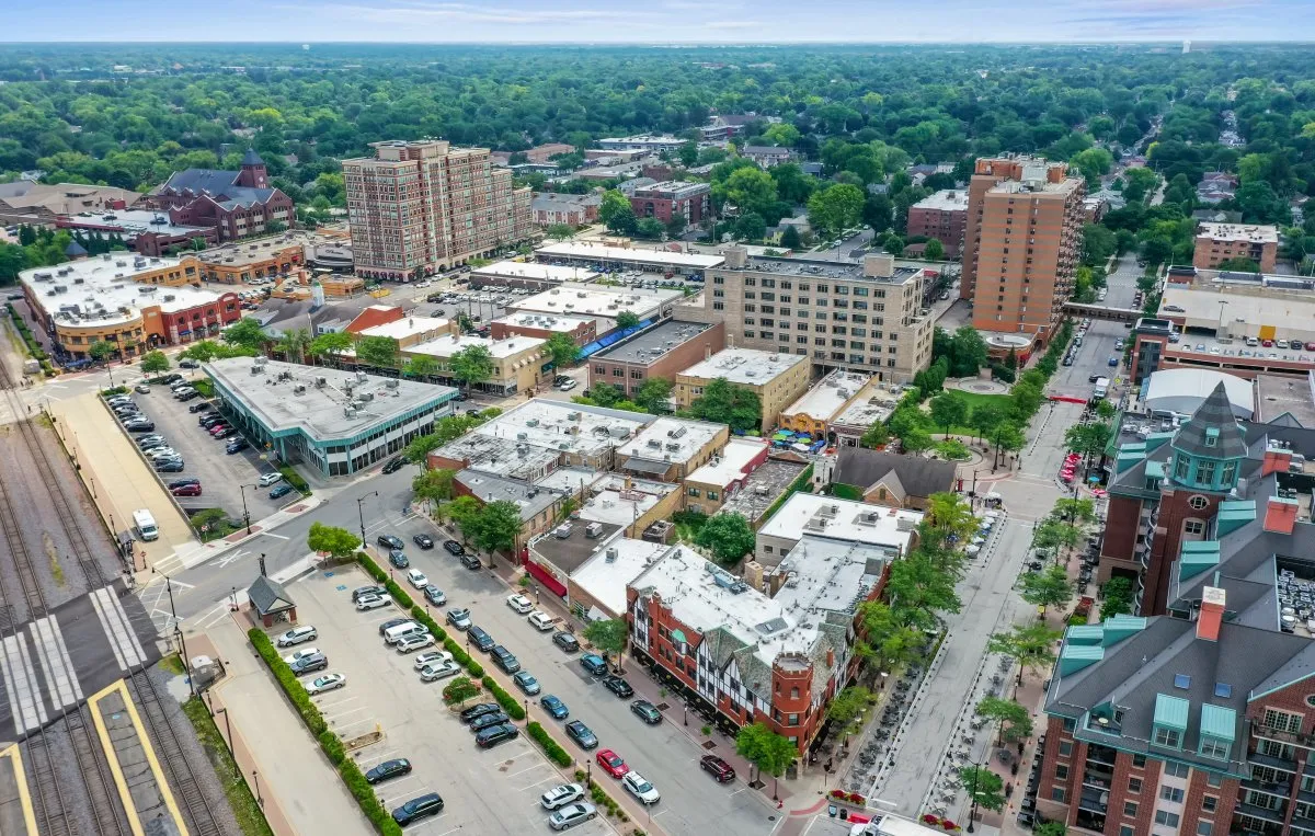 arlington heights downtown aerial view