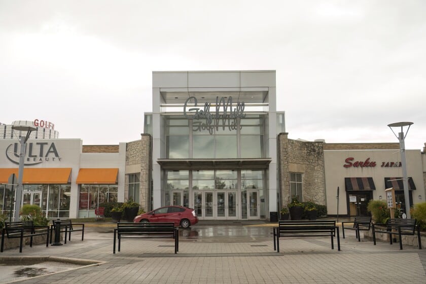 Golf Mill Shopping Center Niles IL | MacLagan Home Loans Exterior entrance of Golf Mill Shopping Center in Niles IL showing the main entrance facade with Ulta Beauty and surrounding retailers