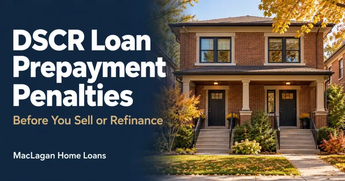 Brick rental duplex beside the headline DSCR Loan Prepayment Penalties, Before You Sell or Refinance.
